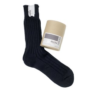 画像1: decka quality socks ( デカクオリティソックス）Cased heavy weight plain socks  ブラック (1)
