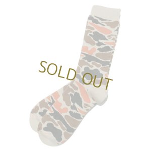 画像1: ROTOTO  (ロトト） PILE CAMO CREW SOCKS  (パイルカモクルーソックス)   ベージュ / オレンジ (1)