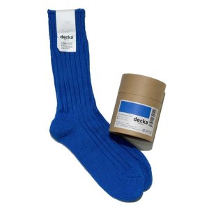 画像1: decka quality socks ( デカクオリティソックス）Cased heavy weight plain socks  ブルー (1)