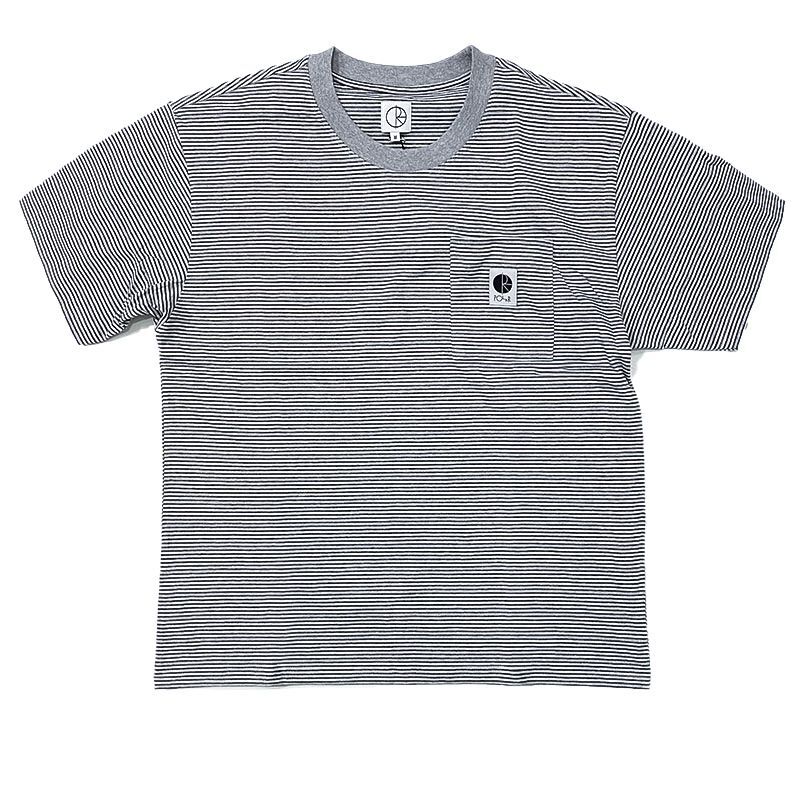 POLAR SKATE CO. STRIPE POCKET TEE GREY