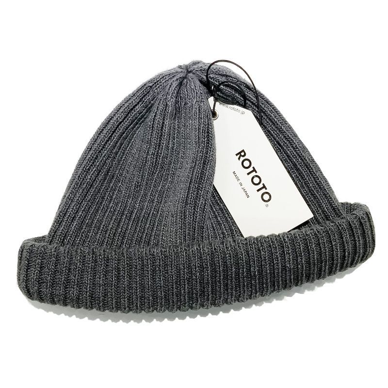 ROTOTO  (ロトト） INDIGO COTTON ROLL UP  BEANIE BLACK DENIM