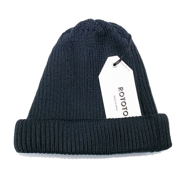 ROTOTO  (ロトト) COTTON ROLL UP  BEANIE  BLACK