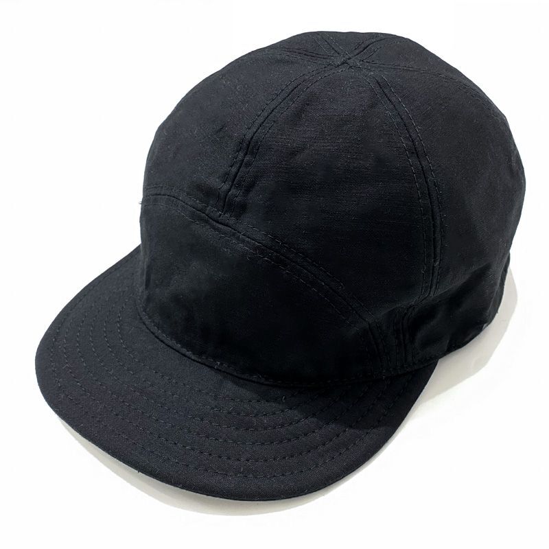  HIGHER BACKSATIN 7 PANEL CAP  ブラック