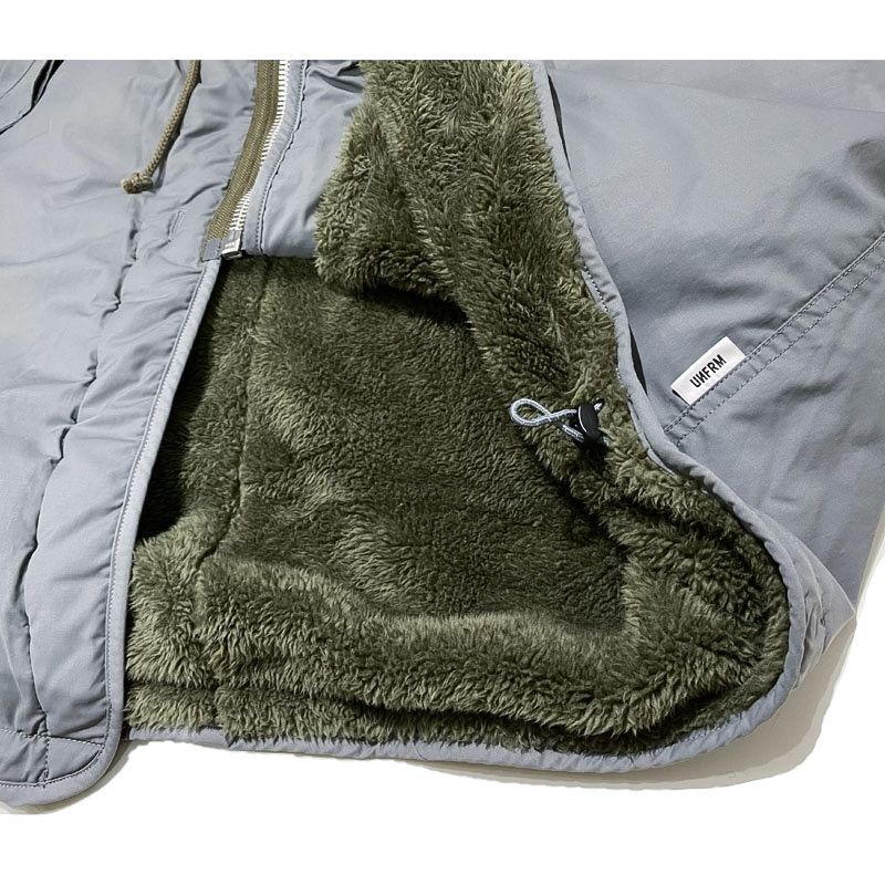 UNFRM OUTDOOR STANDARD (ユニフォーム アウトドア スタンダード)  のC/NYLON BOA FLEECE REVERSIBLE NO COLLAR COAT (コットンナイロンリバーシブルノーカラーコート) グレイ