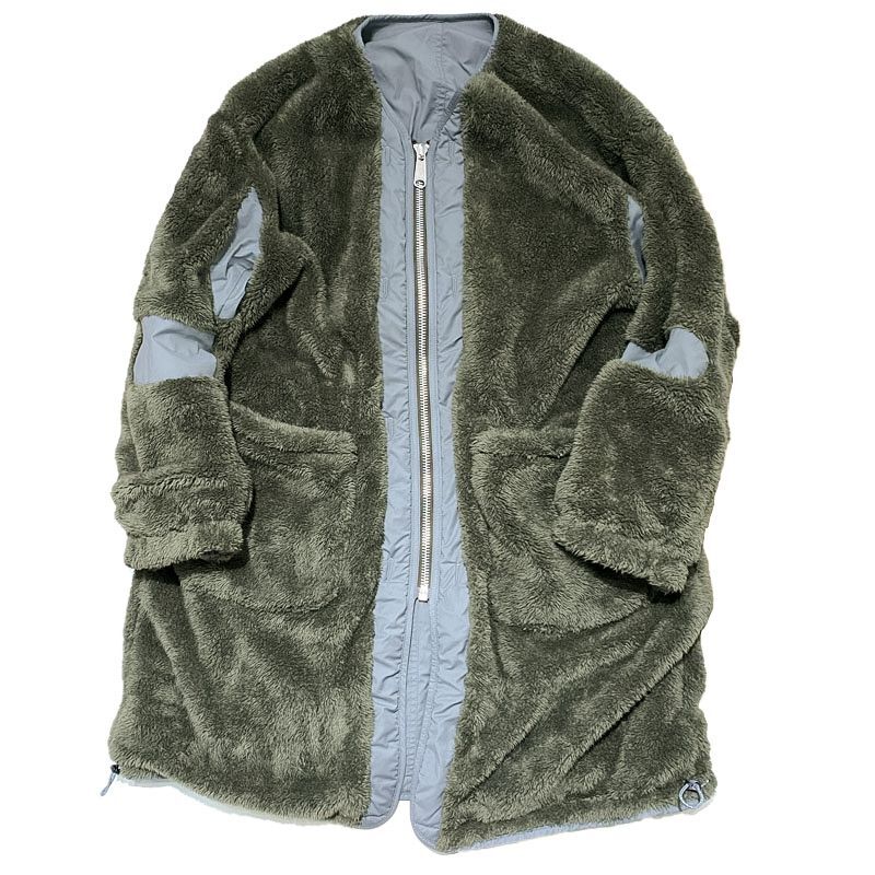 UNFRM OUTDOOR STANDARD (ユニフォーム アウトドア スタンダード)  C/NYLON BOA FLEECE REVERSIBLE NO COLLAR COAT (コットンナイロンリバーシブルノーカラーコート) GRAY