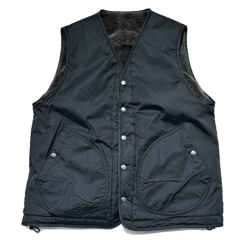 UNFRM OUTDOOR STANDARD (ユニフォーム アウトドア スタンダード)  / COTTON / NYLON - BOA FLEECE REVERSIBLE VEST (コットンナイロン ボアリバーシブルベスト)  ブラック