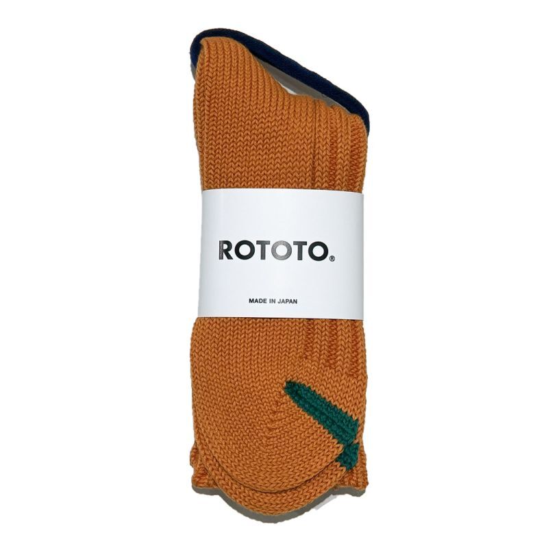 ROTOTO  (ロトト）CHUNKY RIBBED CREW SOCKS (チャンキーリブクルーソックス） オレンジピール