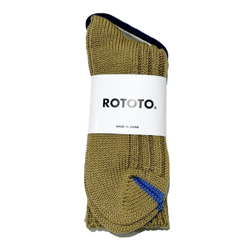 ROTOTO  (ロトト）CHUNKY RIBBED CREW SOCKS (チャンキーリブクルーソックス）オリーブ