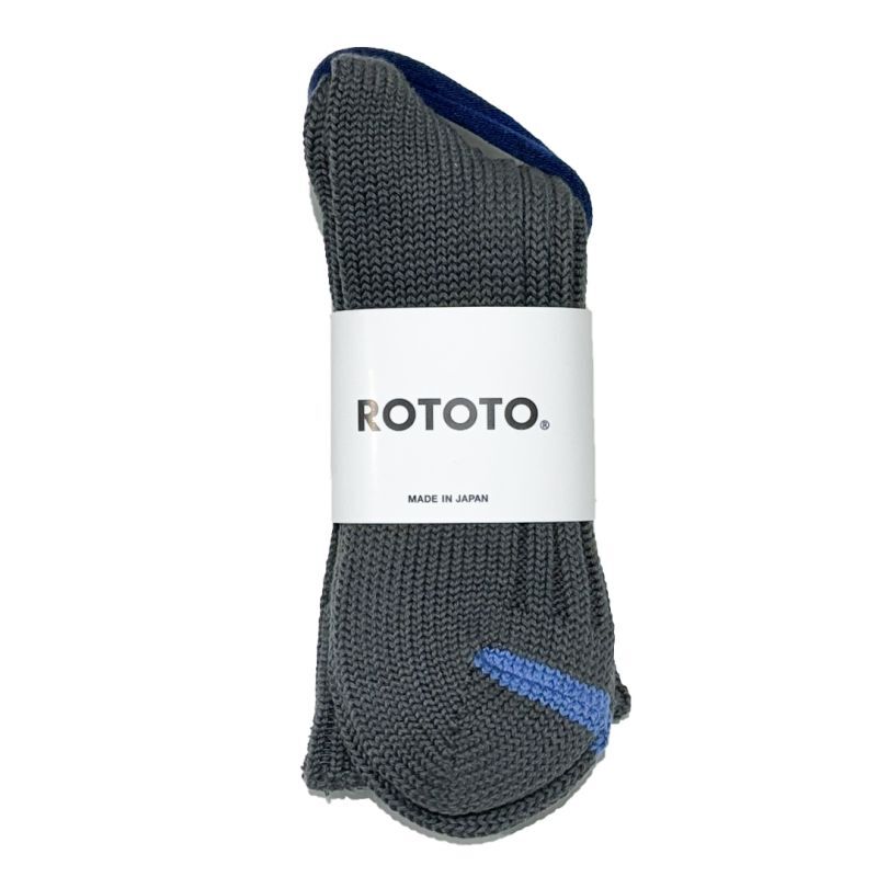 ROTOTO  (ロトト）CHUNKY RIBBED CREW SOCKS (チャンキーリブクルーソックス） チャコール