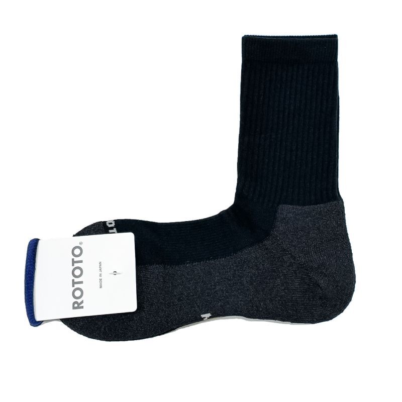 ROTOTO  (ロトト） WASHI CUSHION CREW SOCKS  ブラック