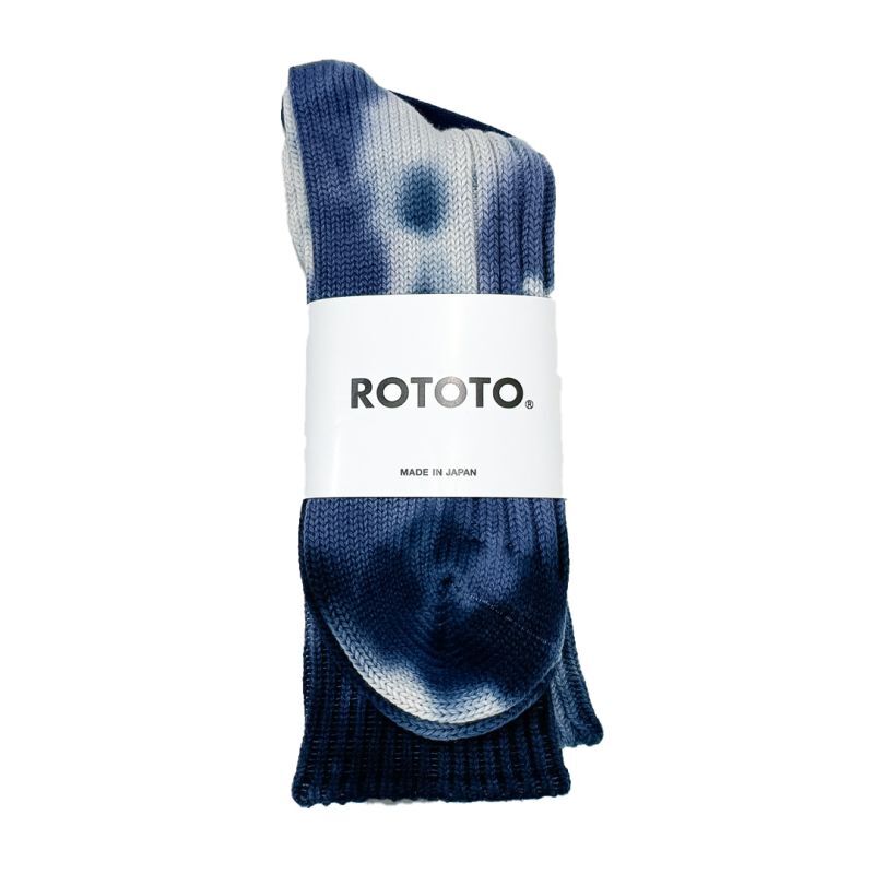 ROTOTO  (ロトト） CHUNKY RIBBED CREW SOCKS”TIE DYE”  ネイビー / ブルー