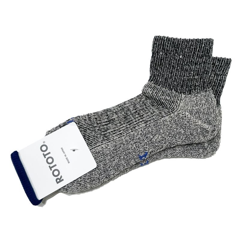 ROTOTO  (ロトト） HEMP/ORGANIC COTTON PILE ANKLE SOCKS   ブラック