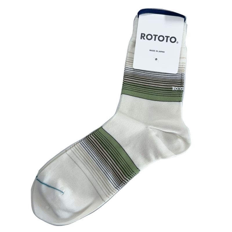 ROTOTO  (ロトト） HORIZON STRIPE SOCKS  ホワイト